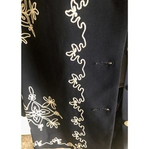 Karen Kane Y2K Embroidered‎ Blazer Lined XL "Something Vintage" Navy  White